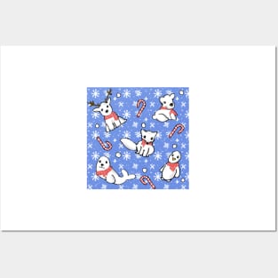 Snow Animal Candy Cane Print Posters and Art